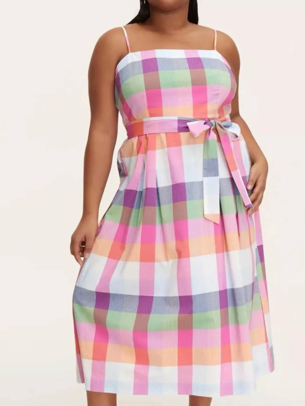 kate spade/Target Madras Plaid Midi Dress in Pink, Purple, Green, Peach, White